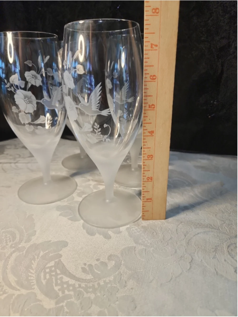 Avon Crystal Goblets, Humming Birds, Made In France, NOS